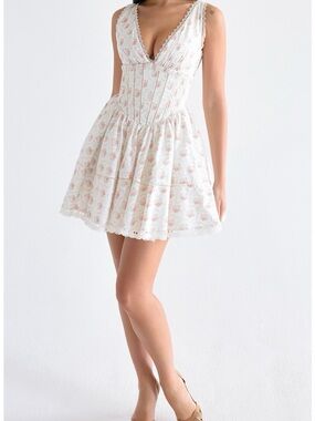 sorrel tulle asymmetric mini dress NWT House of CB Sorrel Tulle Asymmetric Lace Frill Mini Dress in XS, Blush